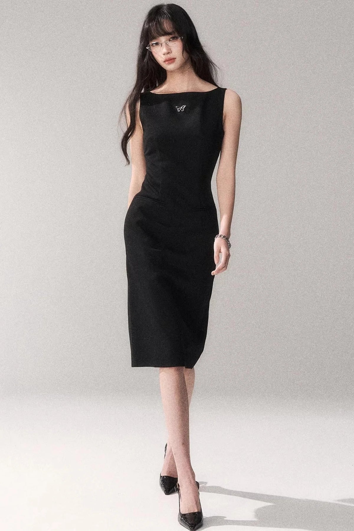Siren Off-Shoulder Gray Dress