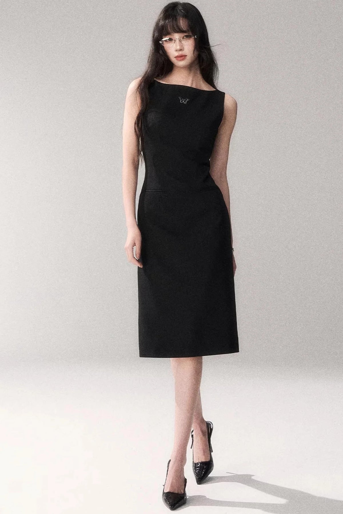 Siren Off-Shoulder Gray Dress