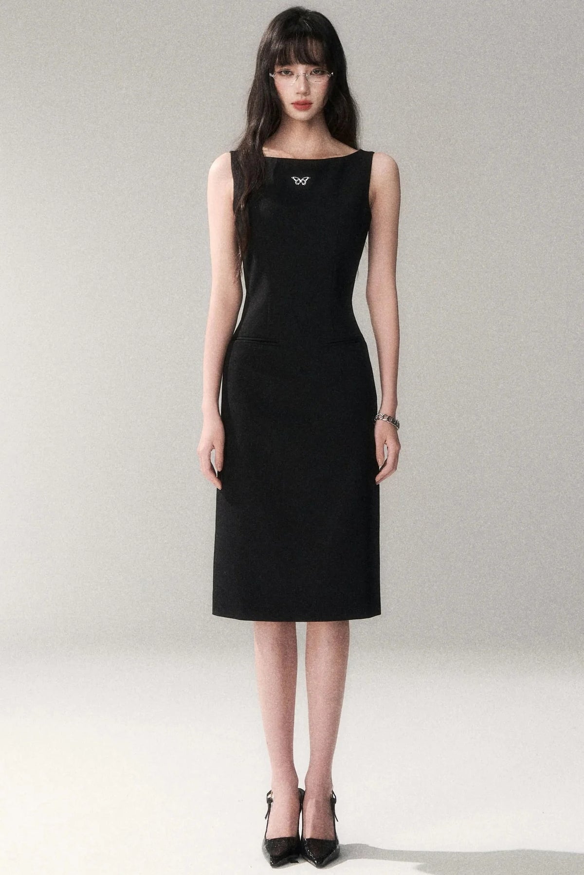 Siren Off-Shoulder Gray Dress