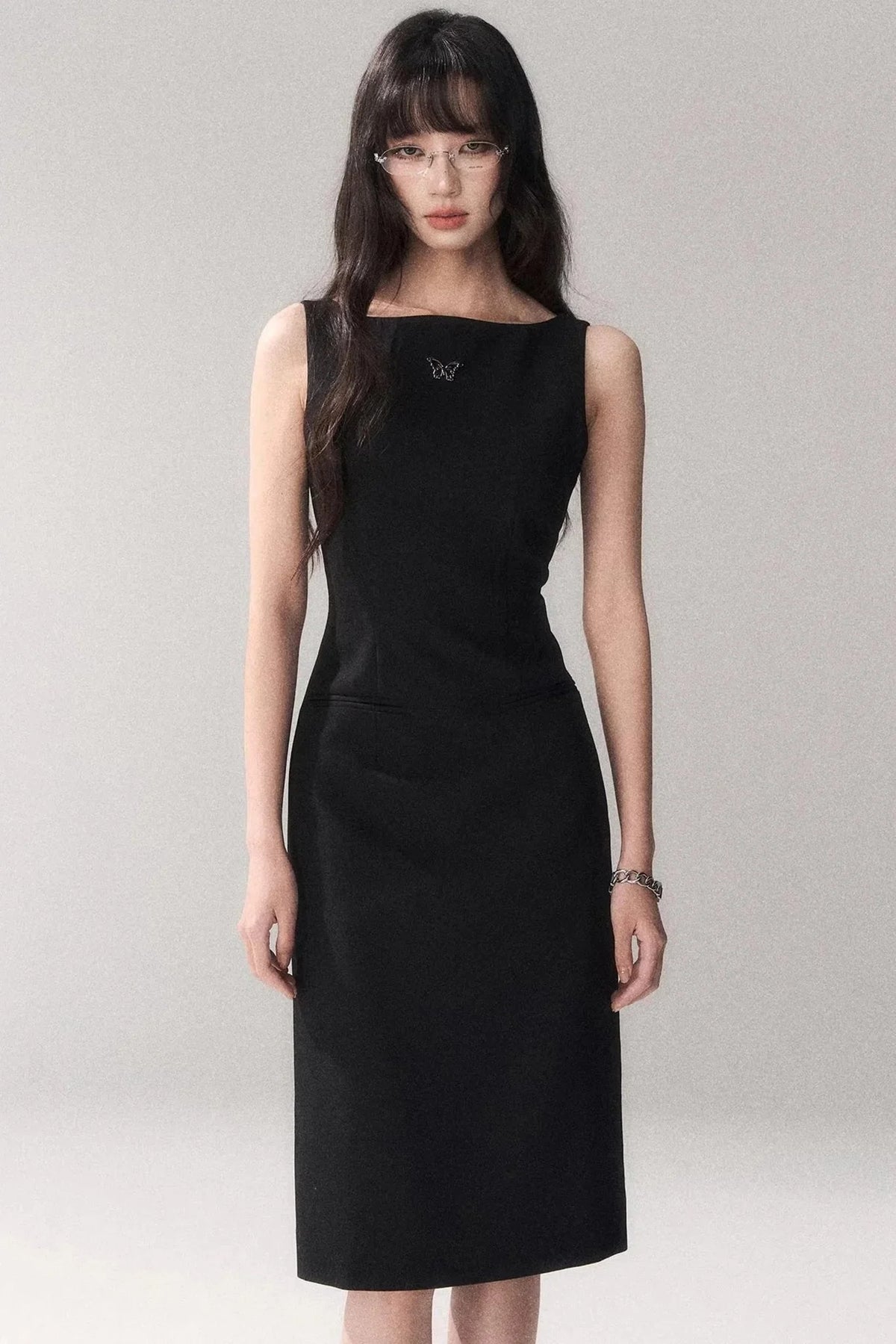 Siren Off-Shoulder Gray Dress