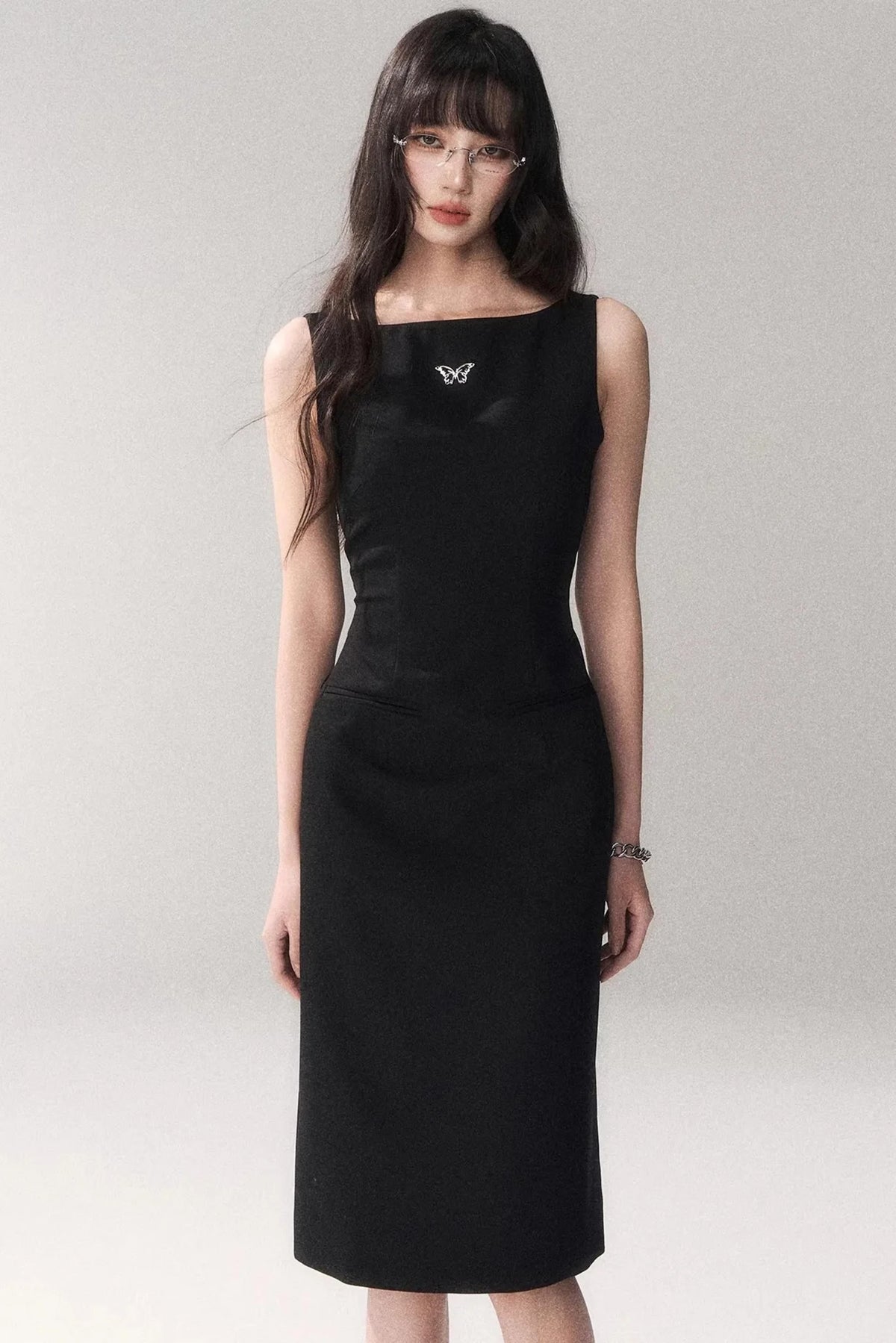 Siren Off-Shoulder Gray Dress