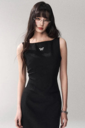 Siren Off-Shoulder Gray Dress