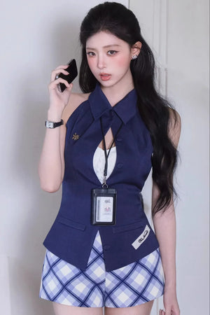 Sirens Lapel Sleeveless Vest Set-Up