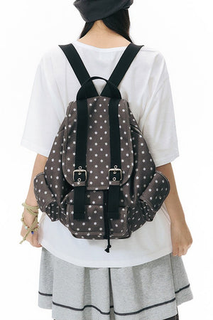 Six-Pointed Star Multi-Pocket Canvas Backpack