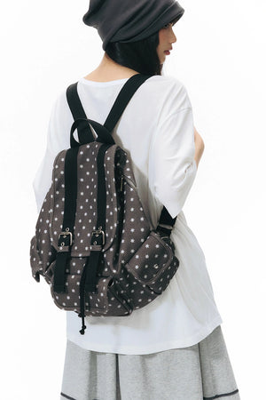 Six-Pointed Star Multi-Pocket Canvas Backpack