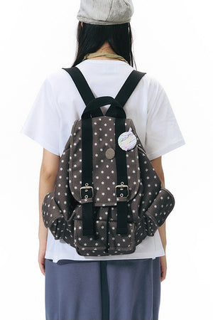 Six-Pointed Star Multi-Pocket Canvas Backpack