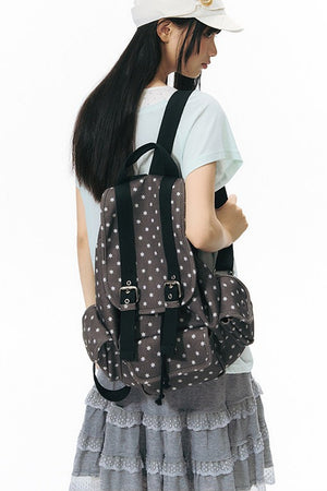 Six-Pointed Star Multi-Pocket Canvas Backpack