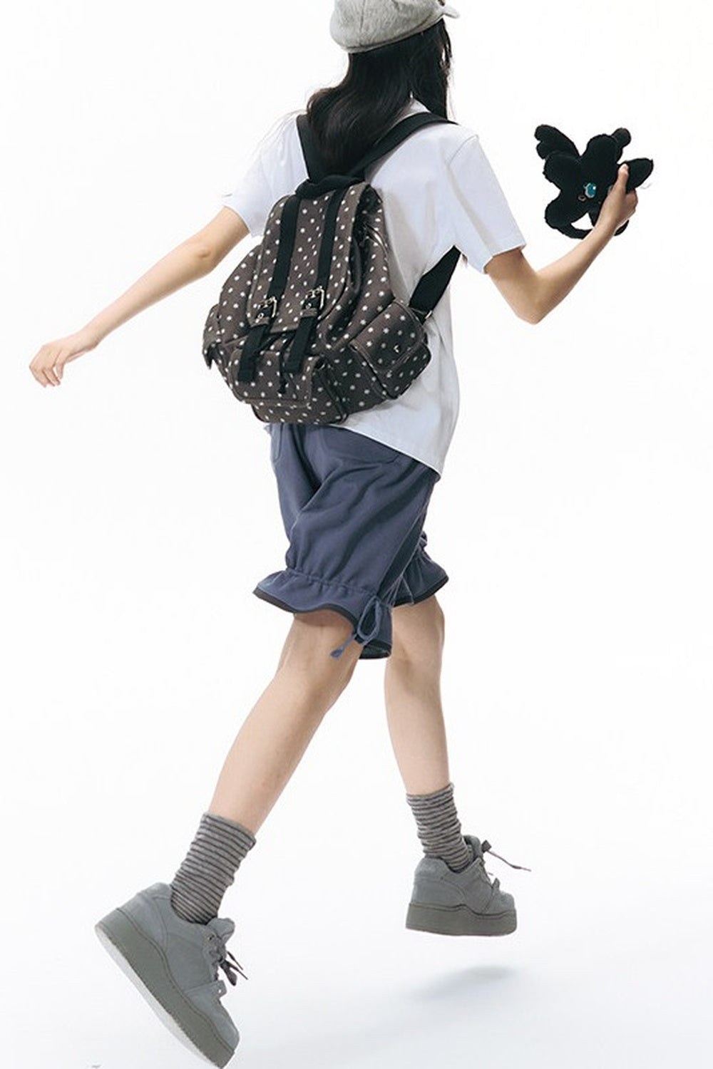 Six-Pointed Star Multi-Pocket Canvas Backpack