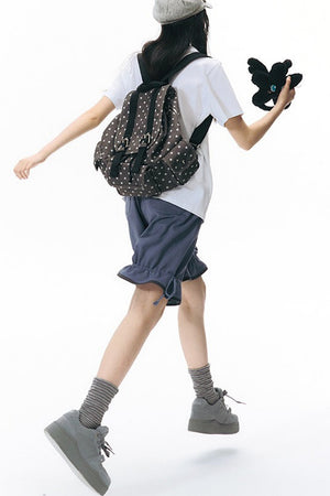 Six-Pointed Star Multi-Pocket Canvas Backpack