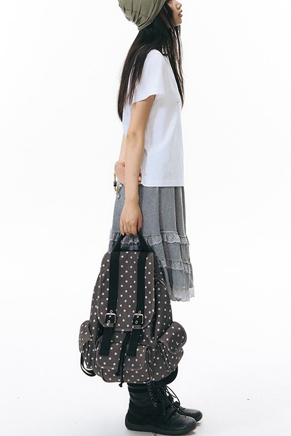 Six-Pointed Star Multi-Pocket Canvas Backpack