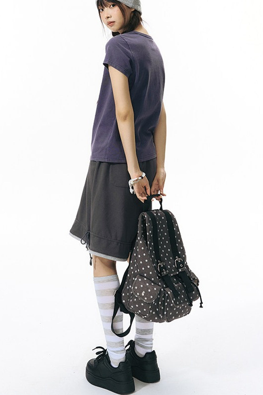 Six-Pointed Star Multi-Pocket Canvas Backpack