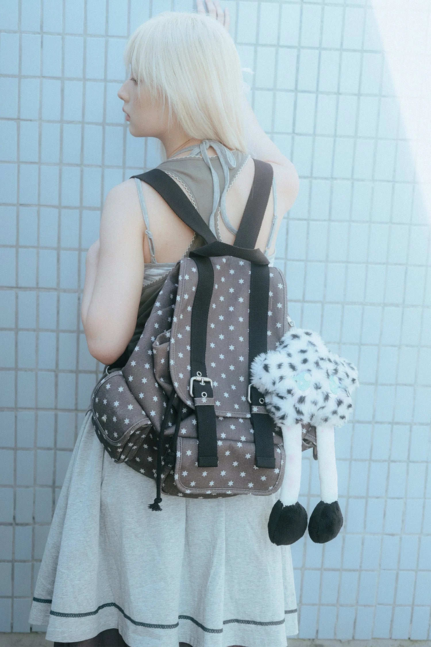 Six-Pointed Star Multi-Pocket Canvas Backpack