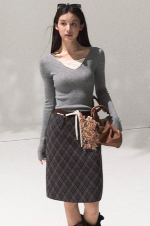 Skin Lace Wool Knit Sleeve Sweater Top