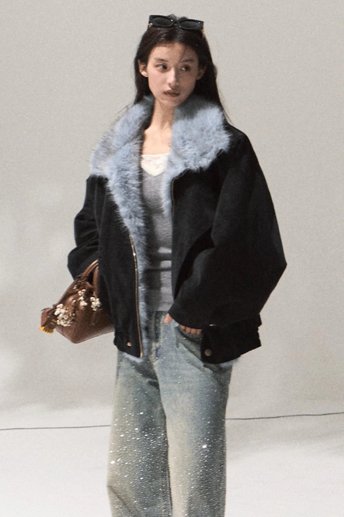 Skin Lace Wool Knit Sleeve Sweater Top