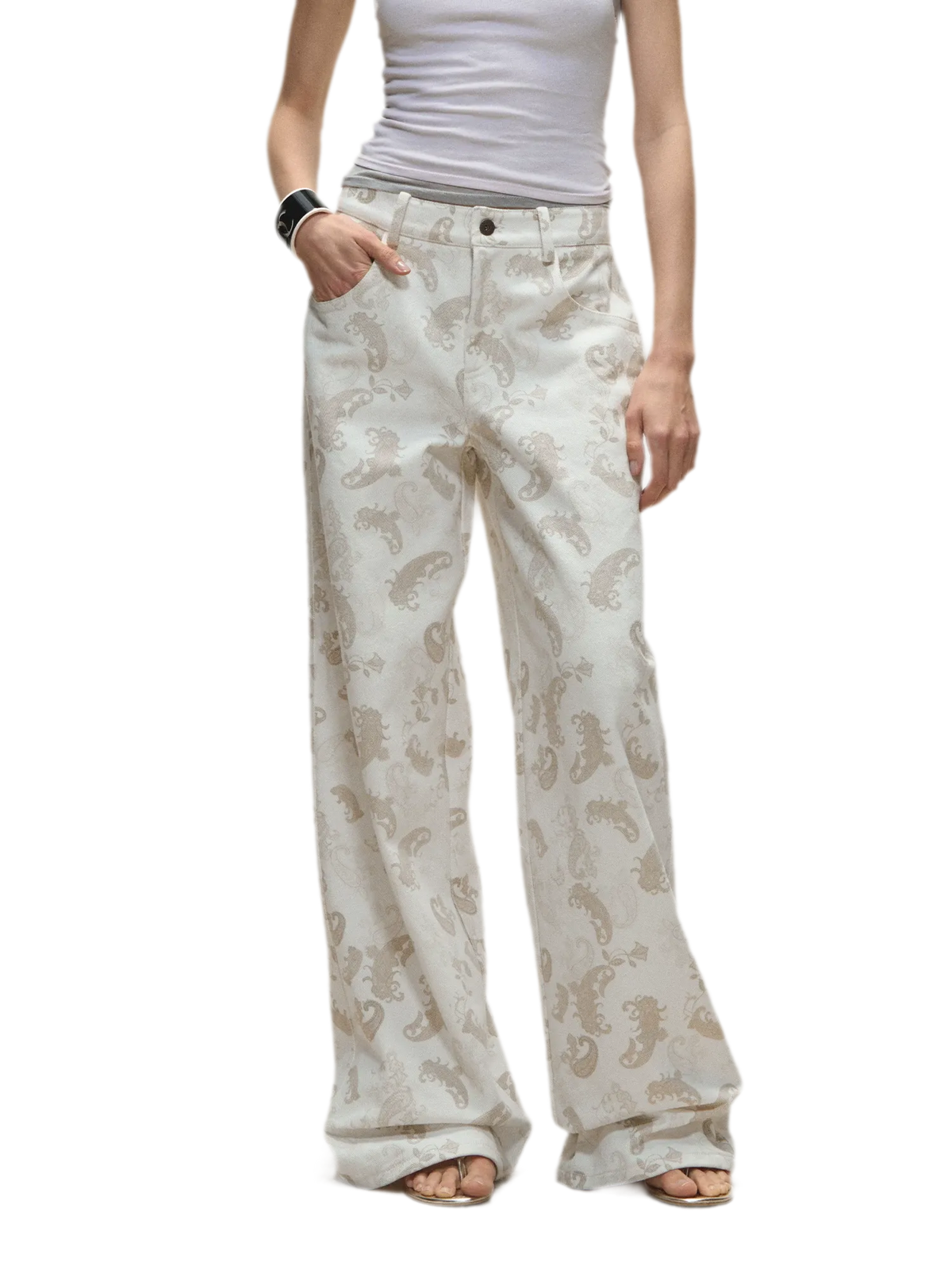 Original Paisley Print Washed Straight-Leg Jeans