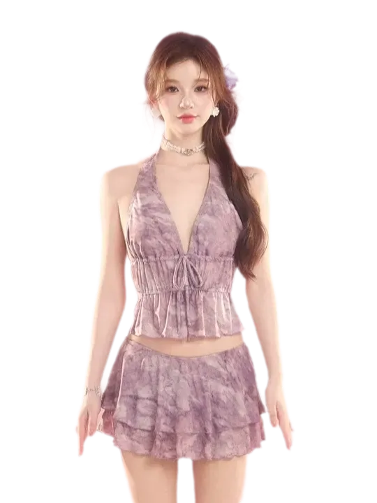 Monet Purple Ruffle Swimsuit