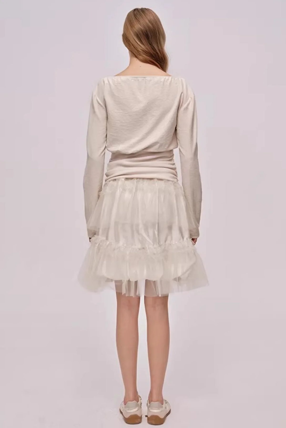 Slanted Drawstring Patchwork Top