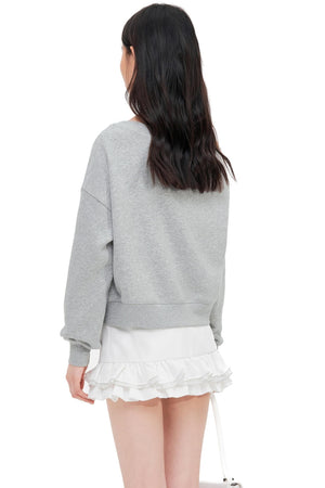 Slanted Shoulder Crew Neck Top