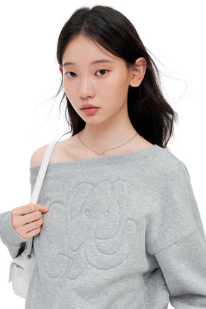 Slanted Shoulder Crew Neck Top