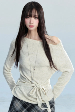 Slanted Shoulder Knit Shirt