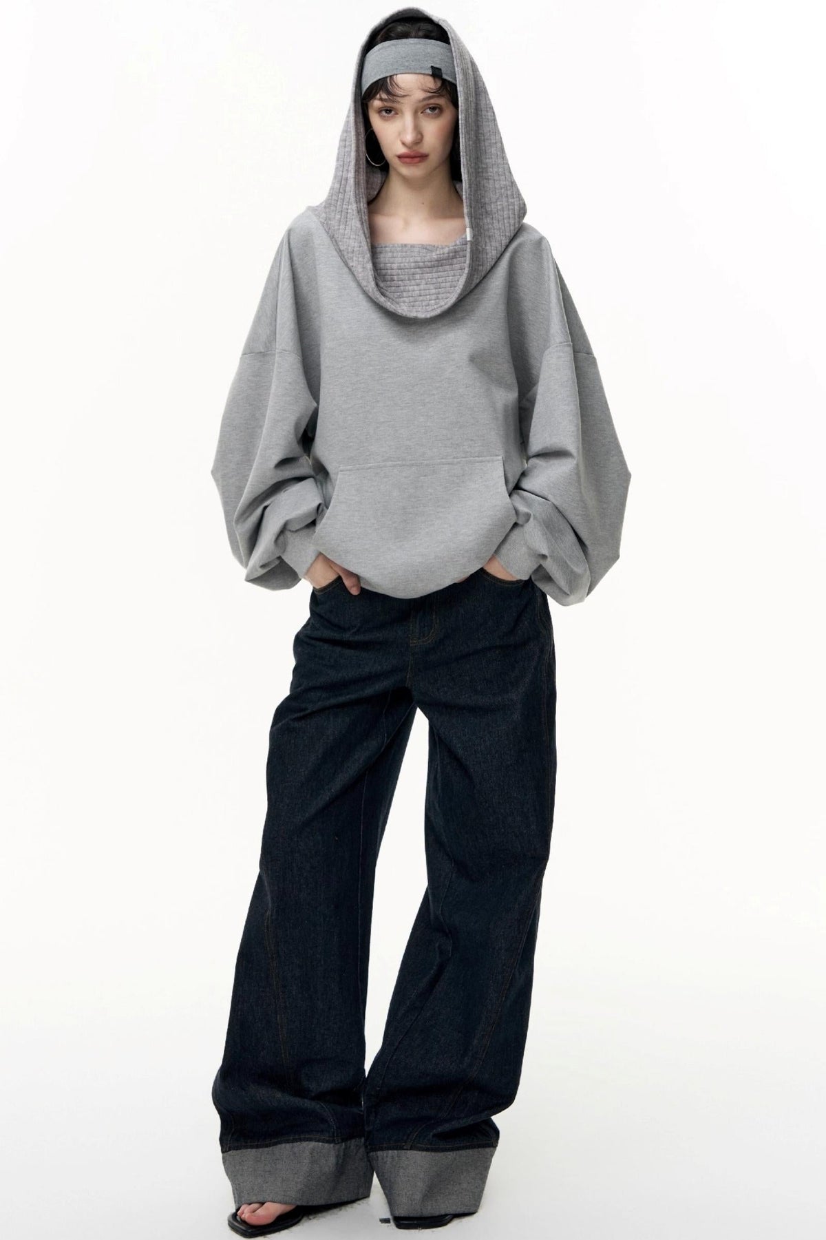 Slanted Shoulder Loose Pullover Sweatshirt