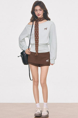 Slanted Shoulder Sweatshirt Set-Up