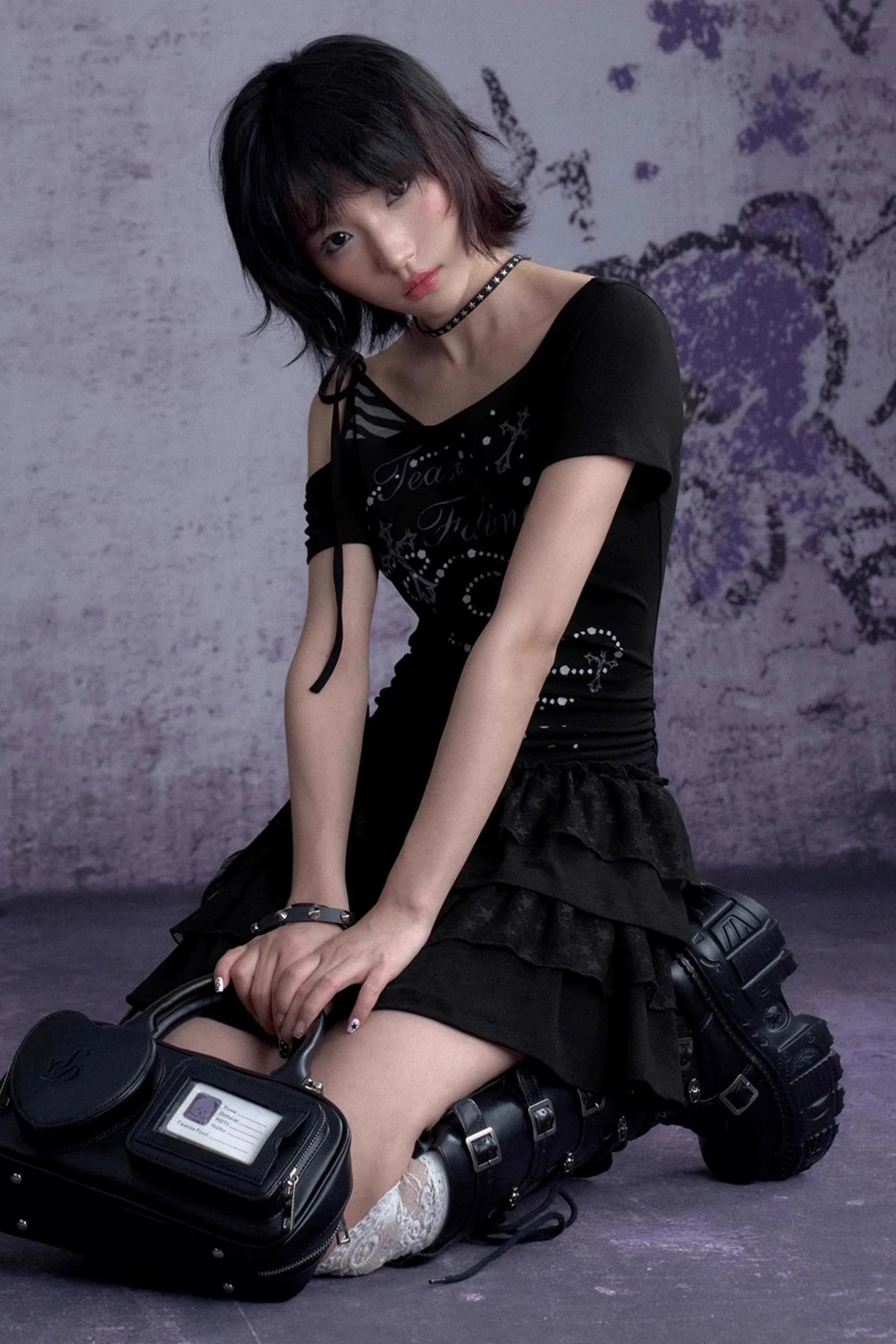 Slash Print Patchwork Dress
