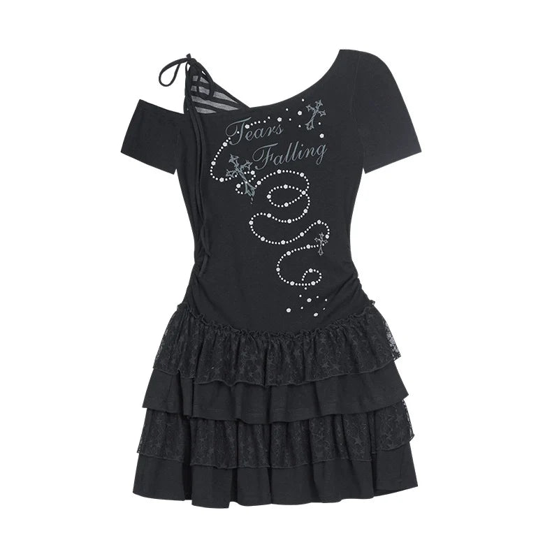 Slash Print Patchwork Dress