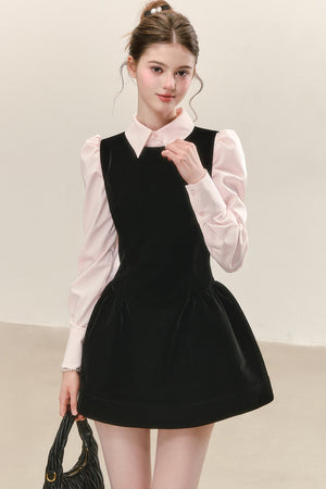 Sleeveless Black Tank Dress and Shirt Set