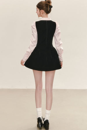 Sleeveless Black Tank Dress and Shirt Set