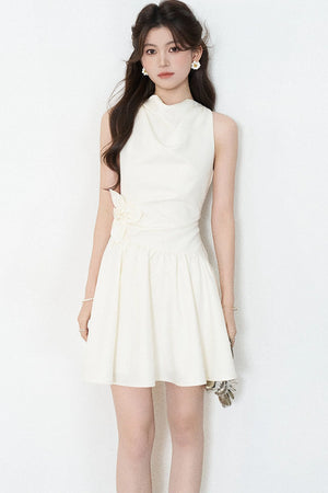 Sleeveless Cowl Neck A-Line Dress