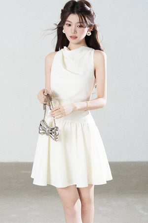 Sleeveless Cowl Neck A-Line Dress