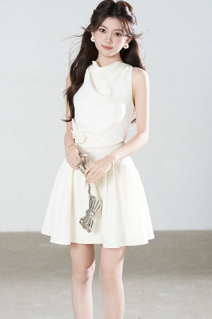 Sleeveless Cowl Neck A-Line Dress