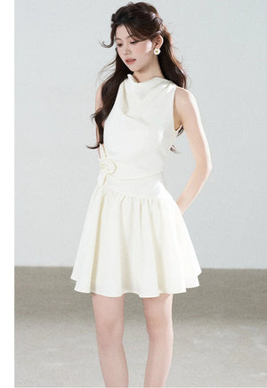 Sleeveless Cowl Neck A-Line Dress