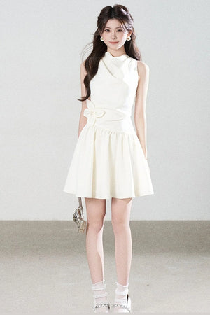 Sleeveless Cowl Neck A-Line Dress