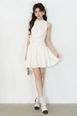 Sleeveless Cowl Neck A-Line Dress