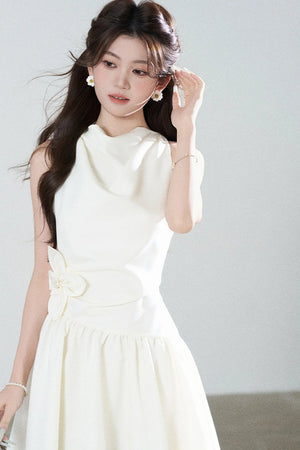Sleeveless Cowl Neck A-Line Dress