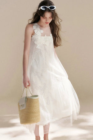Sleeveless Floral Lace Dress