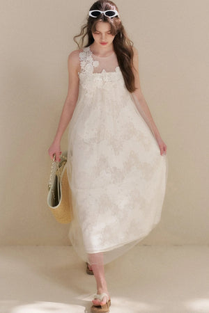 Sleeveless Floral Lace Dress