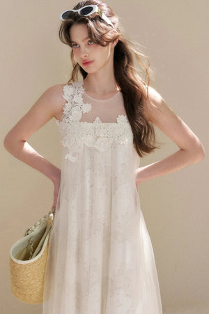 Sleeveless Floral Lace Dress