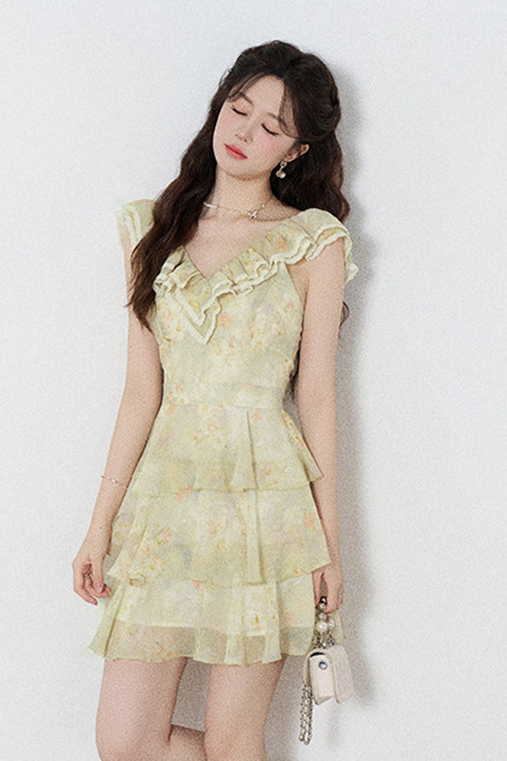 Sleeveless Green Ruffled Tiered Dress