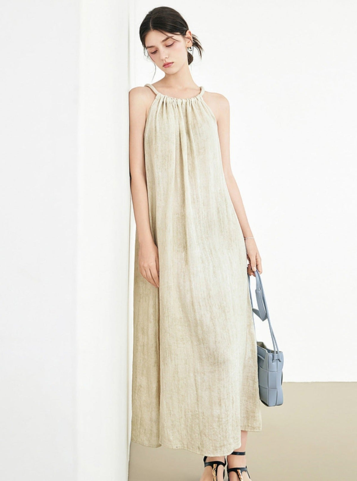 Sleeveless Halterneck Maxi Dress