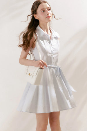 Sleeveless Linen Cotton Lace Polo Dress