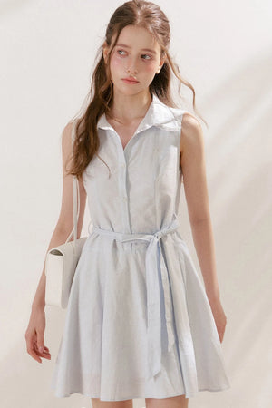 Sleeveless Linen Cotton Lace Polo Dress