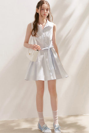 Sleeveless Linen Cotton Lace Polo Dress