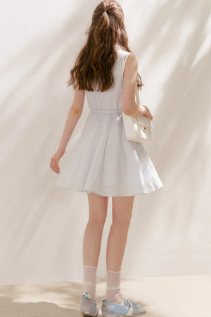 Sleeveless Linen Cotton Lace Polo Dress