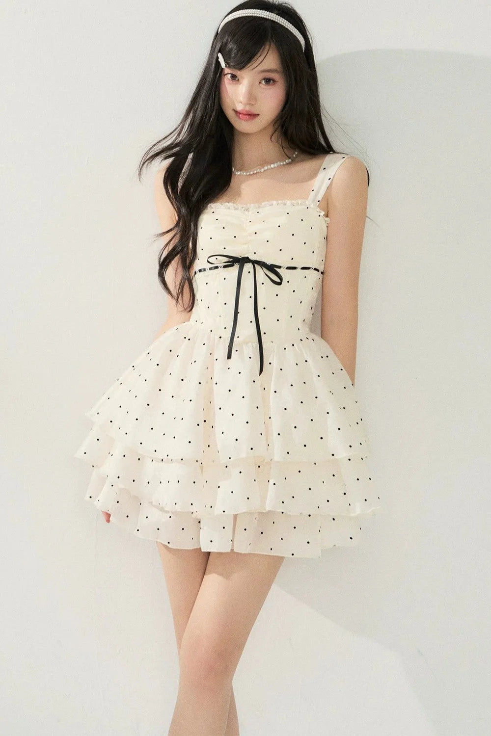 Sleeveless Polka Dot Puffy Dress