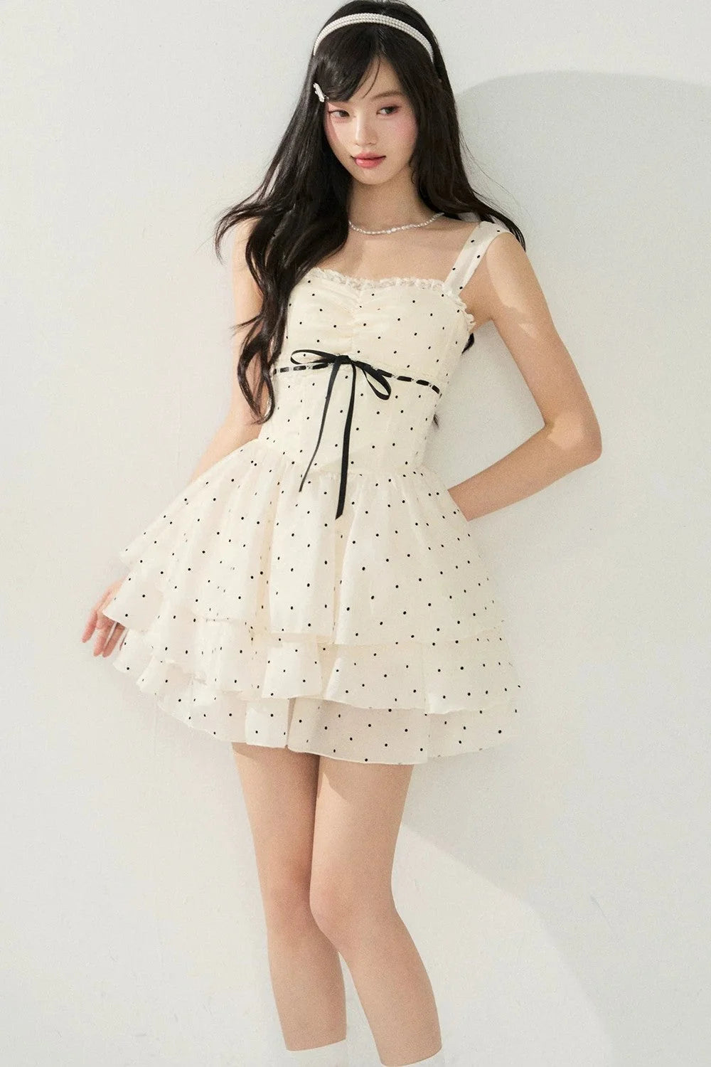 Sleeveless Polka Dot Puffy Dress