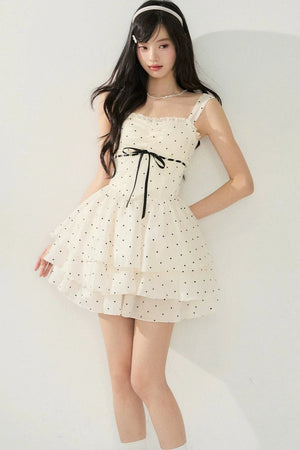 Sleeveless Polka Dot Puffy Dress