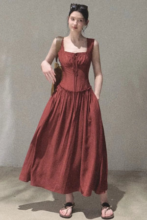 Sleeveless Ruffled Square Neck Dress